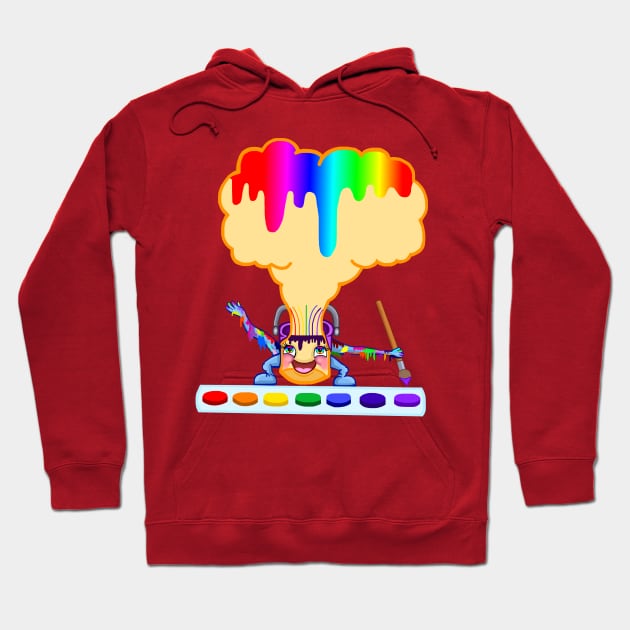 Rainbow Drip Painting Can Hoodie by Art by Deborah Camp